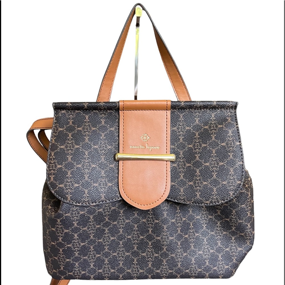 NANETTE LEPORE MONOGRAM BACKPACK BUCKET CROSSBODY BAG